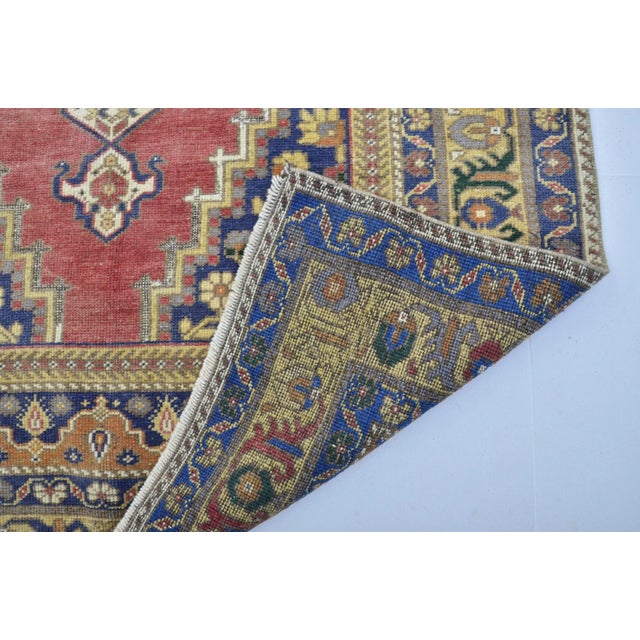 Oushak Oriental Turkish Wool Unique Area Carpet For Sale - Image 10 of 11