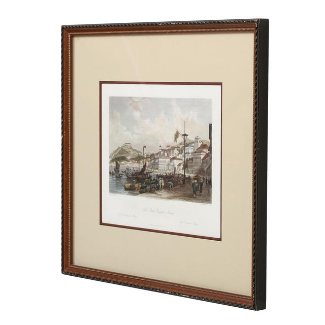 A pair engravings by Thomas Allom (1804-1872), comprising two hand-colored engravings “Chapel in the Great Temple, Macao”...