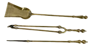 Antique Victorian Brass Fire Irons, 1860s, Set of 3