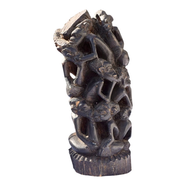 African Tribal Stacked Figure Carving For Sale