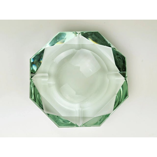 Italian Aquamarine Faceted Glass Ashtray in the style of Fontana Arte, 1960s For Sale - Image 3 of 9