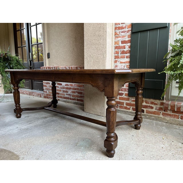 Vintage French Provincial Dining Table Oak Farmhouse Conference Library