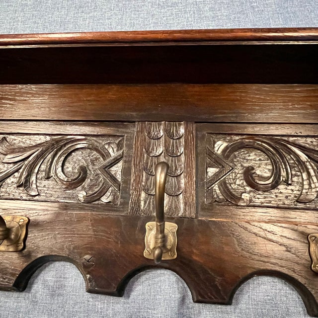 Antique Gothic Lions Head Wall Shelf Coat & Hat Rack For Sale - Image 16 of 18