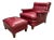 American Art Deco Club Chair & Ottoman in Red Naugahyde - a Pair For Sale