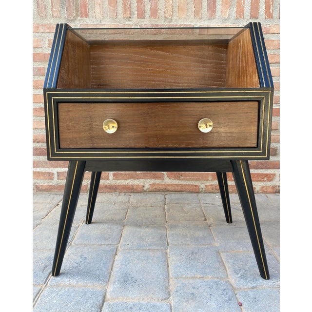 Black Mid-Century Italian Glass Nightstands, 1960s, Set of 2 For Sale - Image 8 of 18