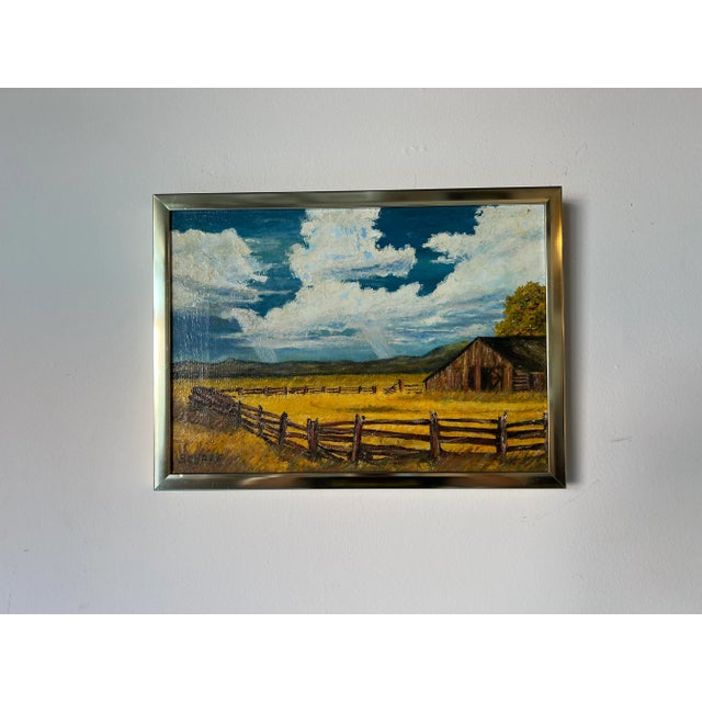 1970's Schafer Autumn Barn Landscape Oil Painting For Sale - Image 13 of 13