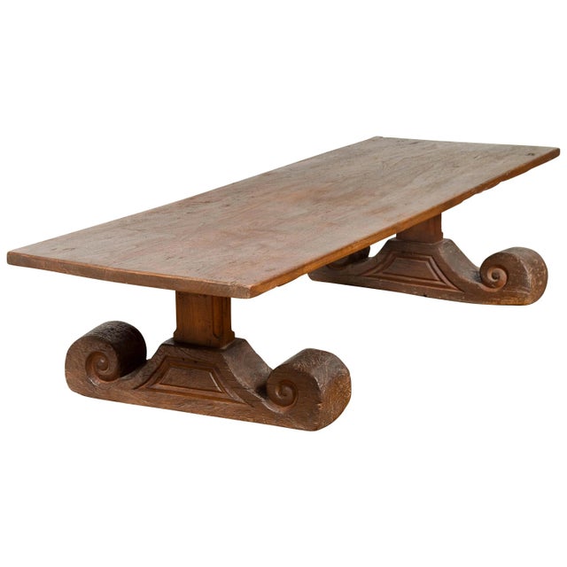 Rustic Chinese 19th Century Elm Coffee Table with Large Scrolling Feet For Sale - Image 13 of 13