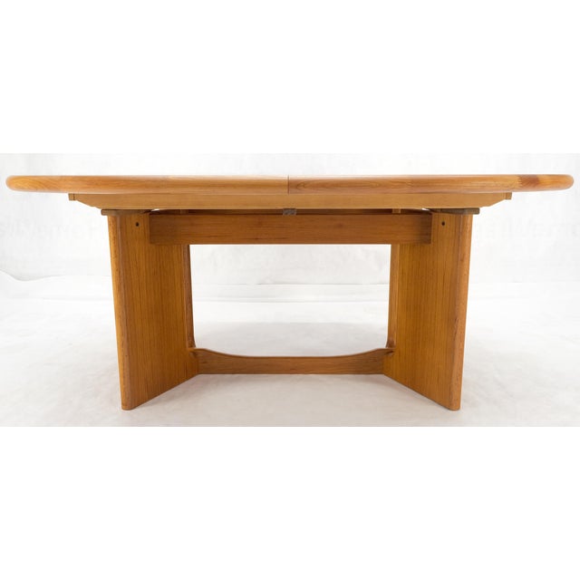 Tan Danish Mid Century Modern Teak Racetrack Oval Dining Table 2 Extensions For Sale - Image 8 of 12