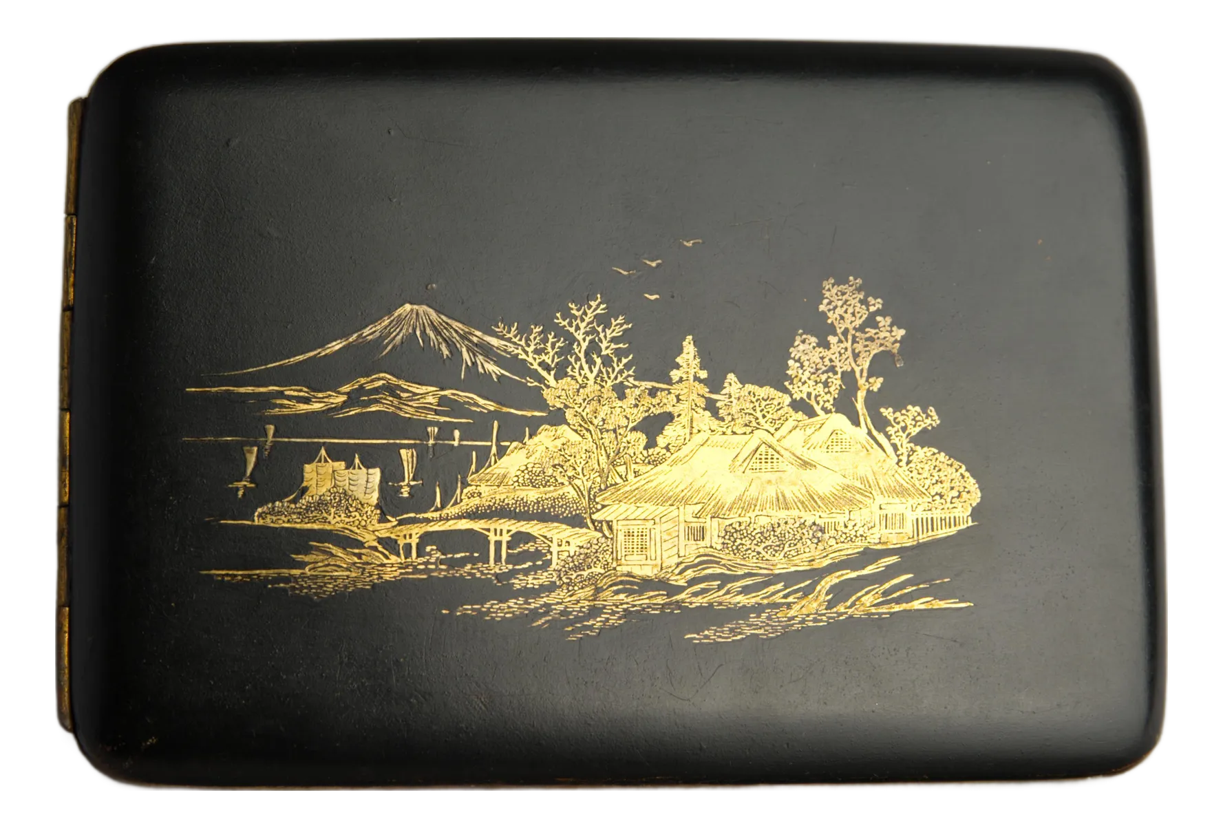 japanese komai cigarette case FINE STYLE IRON GOLD INLAY Shop Japanese Cigarette Case -
