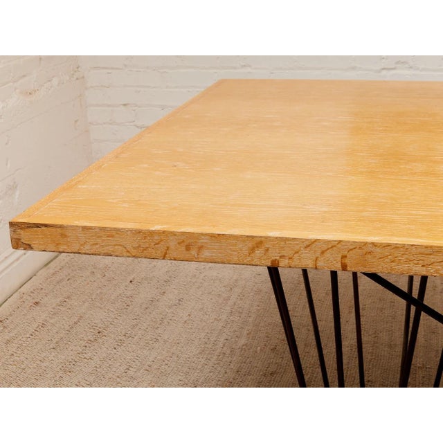 Mid 20th Century Oak Dining Table With Sculptural Iron Base For Sale - Image 10 of 12