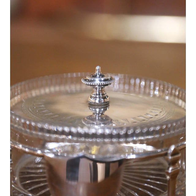 Silver 19th Century French Louis XVI Silver-Plated and Cut Crystal Sugar or Candy Bowl For Sale - Image 8 of 11