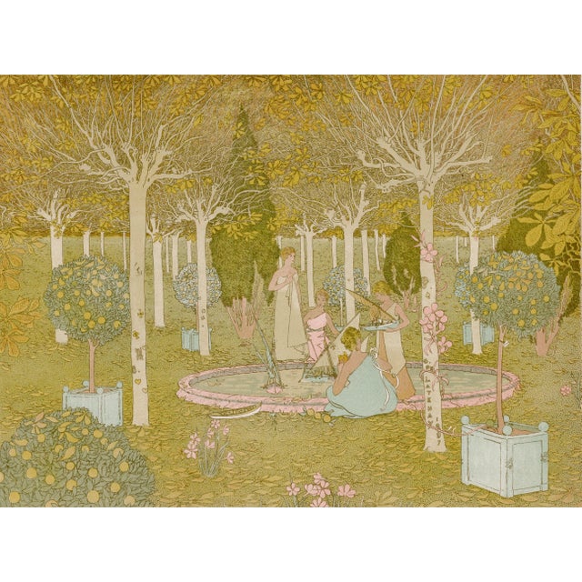 Gaston de latenay (1859-1945) le parc (the parc) original lithograph from the glorious portfolio "l'estampe moderne",...