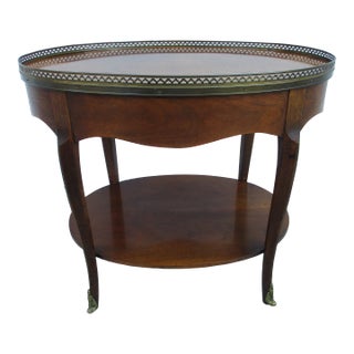 Baker Furniture Oval Mahogany Side Table With Brass Gallery For Sale