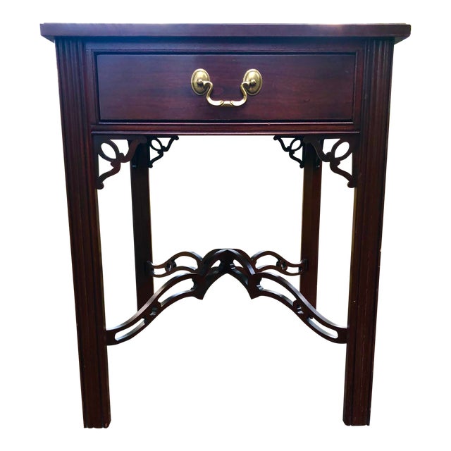 1980s Ethan Allen Cherry Chippendale Side Table Chairish