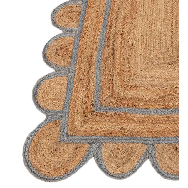 Not Yet Made - Made To Order Grey Trim Jute Scallop Braided Handmade Rug - 9'x12' For Sale - Image 5 of 11