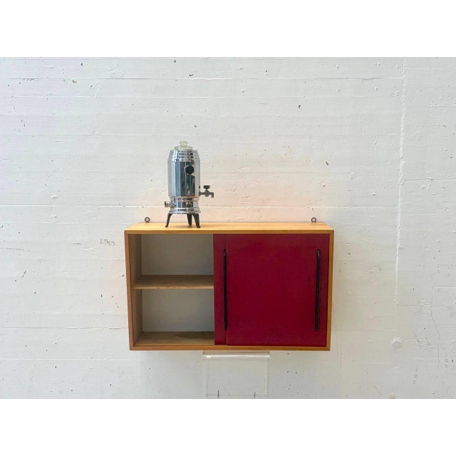 Mid-Century Modern Wall Cabinet with Red Sliding Doors, 1960s For Sale - Image 4 of 15