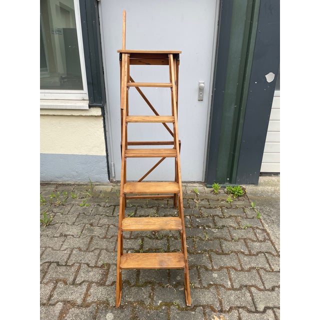 Foldable Library Staircase, France, 1950s For Sale - Image 3 of 10