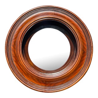 2000's Ralph Lauren Home Villa America Circular Mahogany Convex Mirror by Henredon For Sale