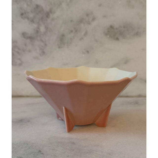 Vintage 1940's Dusty Pink Footed Bowl by Rockwood Pottery Company For Sale - Image 4 of 7