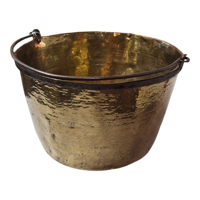 Late 19th Century Brass and Wrought Iron Kindling Bucket For Sale