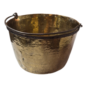Late 19th Century Brass and Wrought Iron Kindling Bucket