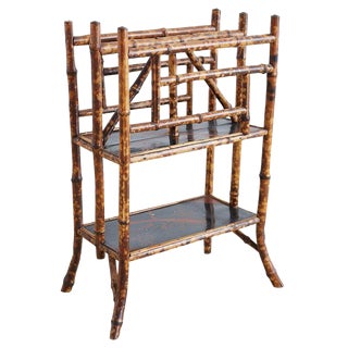English Chinoiserie Bamboo Canterbury Magazine Stand For Sale