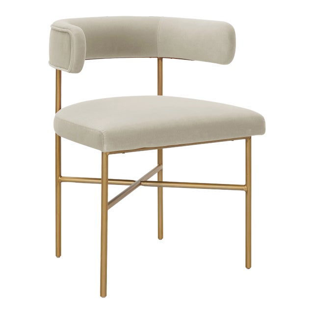 Kim Cream Performance Velvet Chair For Sale
