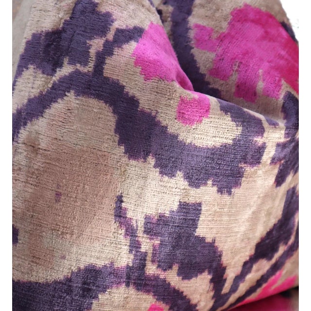 Contemporary Blue & Ivory Handmade Silk Throw Pillow With Down Insert For Sale - Image 4 of 8