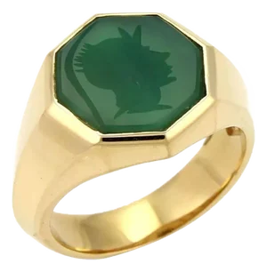 David Yurman Green Onyx Intaglio 18k Yellow Gold Octagon Ring, Size 10