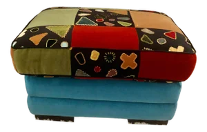 Vintage Multi Colored Upholstered Ottoman