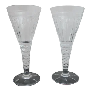 Stuart England Crystal Oleta 6 1/2" Large Claret Wine Glass Goblet Set of 2