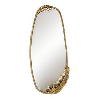 Lotus Brass Wall Mirror by Maeve For Sale