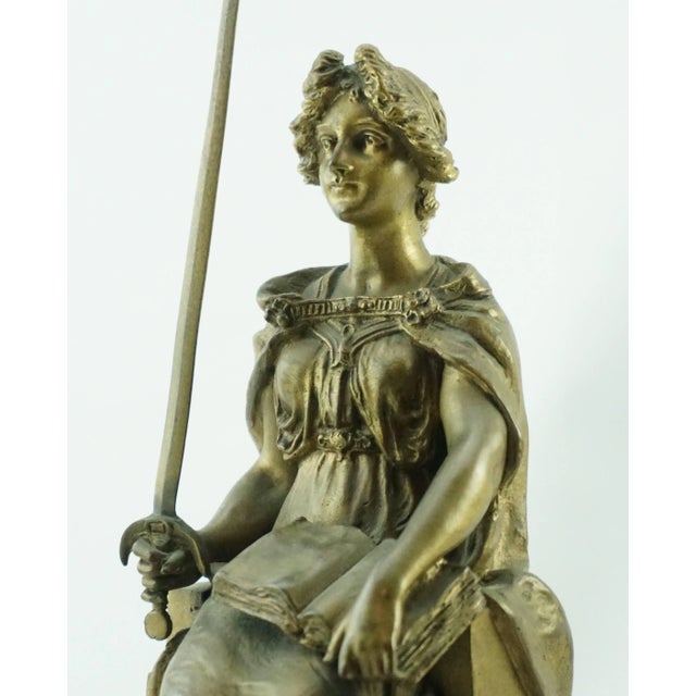 Carl Kauba Bronze Figure of "Justitia" Seated Woman with Sword For Sale - Image 4 of 7