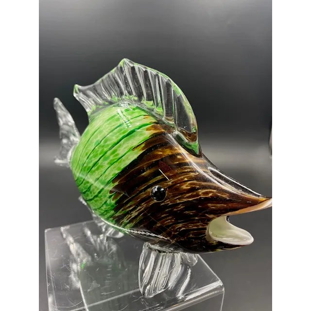 Pair of Vintage Italian Art Glass Fish Styled After Murano For Sale - Image 9 of 12