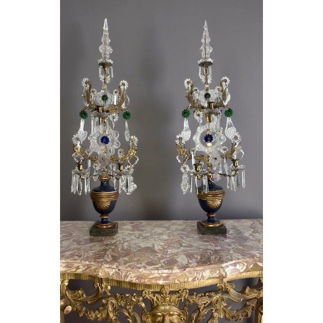 Louis XVI Gilded Bronze Crystal Pinwheel Candelabra, Set of 2 For Sale - Image 4 of 18
