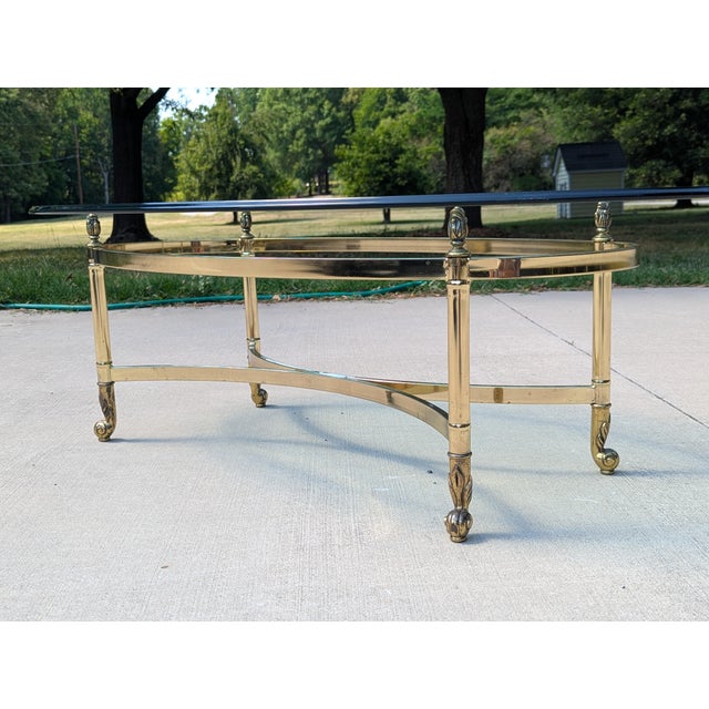Vintage Labarge Regency Brass and Glass Cocktail Table For Sale - Image 12 of 18