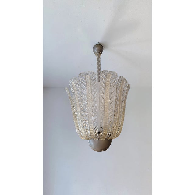 Mid-Century Modern Pendant Light in Clear and Gilded Glass from Barovier & Toso, Italy, 1940s For Sale - Image 3 of 10