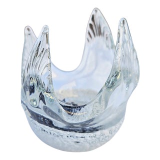 Glass Flower Candlestick by Göran Warff for Kosta Boda, 1960s For Sale