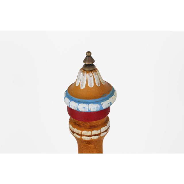 1970s 1970's Italian Folk Art Tall Hand-Painted Wooden Pepper Mill For Sale - Image 5 of 11