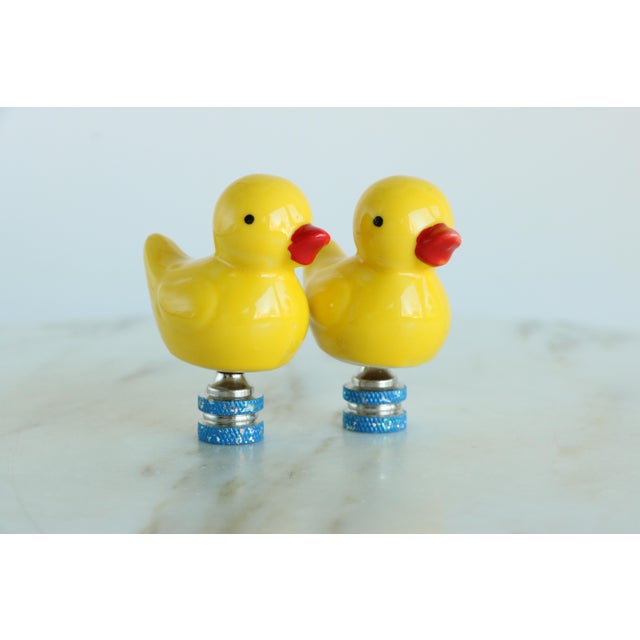 Yellow Rubber Duckie Lamp Finials on Chrome Hardware - A Pair For Sale - Image 8 of 11