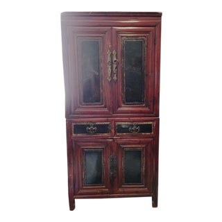 Antique Asian Two-Piece Cabinet For Sale