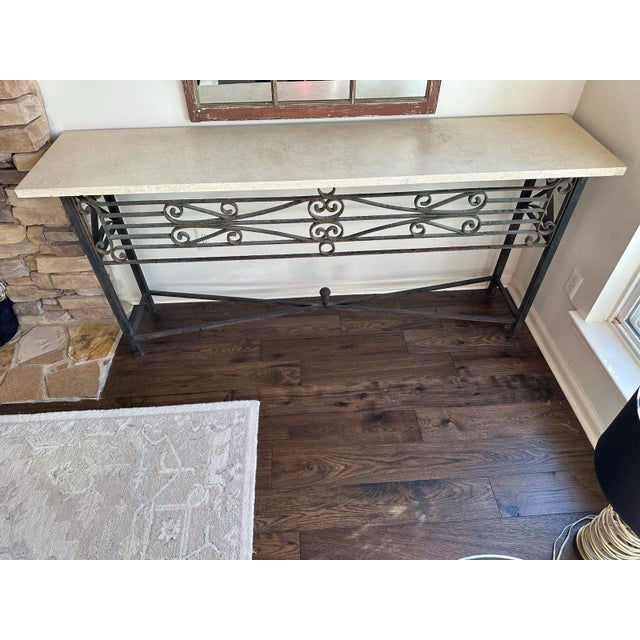 Late 19th Century Limestone Antique Iron Console For Sale - Image 9 of 11
