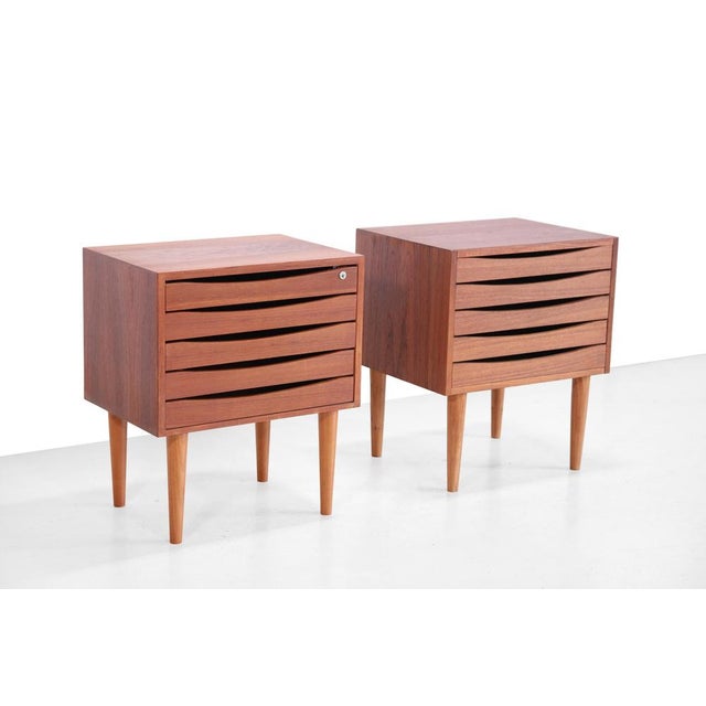 Set of two teak chests of drawers from Denmark. Both are made of teak wood. The drawers are beautiful, featuring iconic...