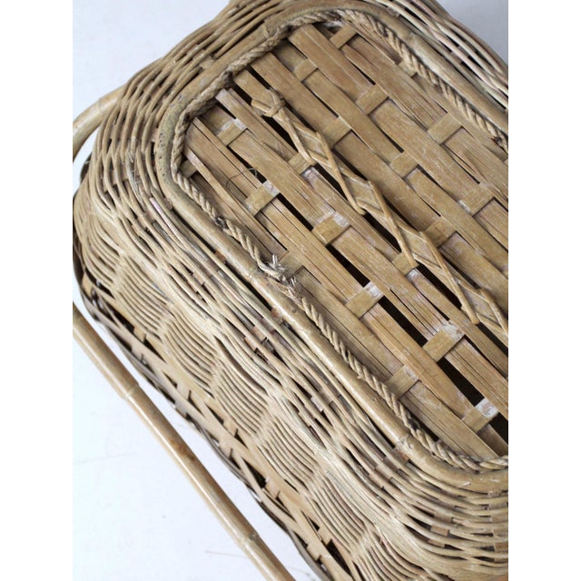 Brown Mid 20th Century Vintage Picnic Basket For Sale - Image 8 of 9