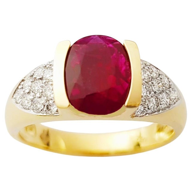 Natural Ruby 4.15cts & Diamond 0.45cts Ring in 14k Gold For Sale - Image 4 of 8