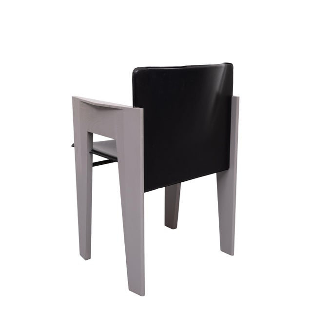 Leather & Wood Dining Chairs by Arnold Merckx for Arco, 1980s, Set of 5 For Sale - Image 6 of 18