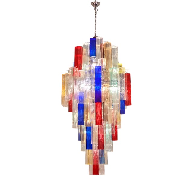 Italian Square Bark Murano Glass Chandelier by Simoeng For Sale