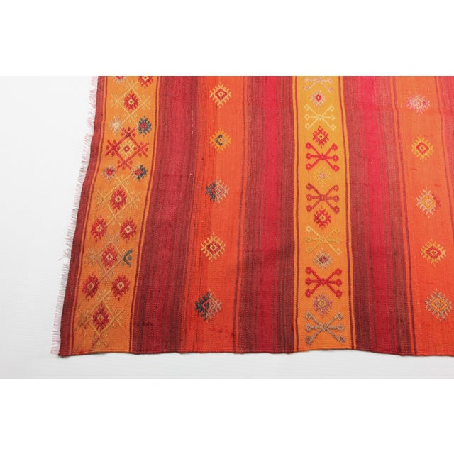 Red 1950s Handmade Turkish Square Kilim Rug - 7'8 X 6'2 For Sale - Image 8 of 11