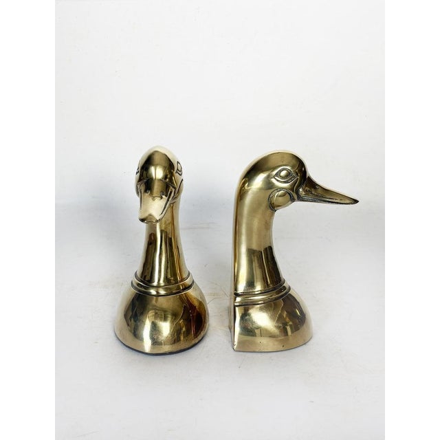 Bookends in the Shape of a Gilded Brass Duck Sculpture, France, 1970s, Set of 2 For Sale - Image 3 of 12
