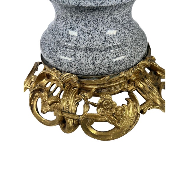 Gray and White Speckled Granite Urn on a Bronze Dore Louis XV Style Base For Sale In Dallas - Image 6 of 10